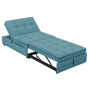 4-in-1 Sofa Bed, Chair Bed, Multi-Function Folding Ottoman Bed with Storage Pocket and USB Port, Teal LamCham