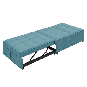 4-in-1 Sofa Bed, Chair Bed, Multi-Function Folding Ottoman Bed with Storage Pocket and USB Port, Teal LamCham