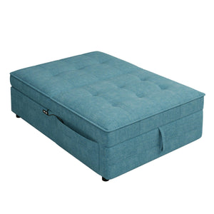 4-in-1 Sofa Bed, Chair Bed, Multi-Function Folding Ottoman Bed with Storage Pocket and USB Port, Teal LamCham