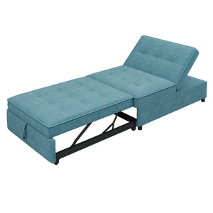 4-in-1 Sofa Bed, Chair Bed, Multi-Function Folding Ottoman Bed with Storage Pocket and USB Port, Teal LamCham