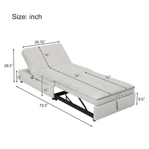 4-in-1 Sofa Bed, Chair Bed, Multi-Function Folding Ottoman Bed with Storage Pocket and USB Port for Small Room Apartment, Living Room, Bedroom, Hallway, Beige LamCham