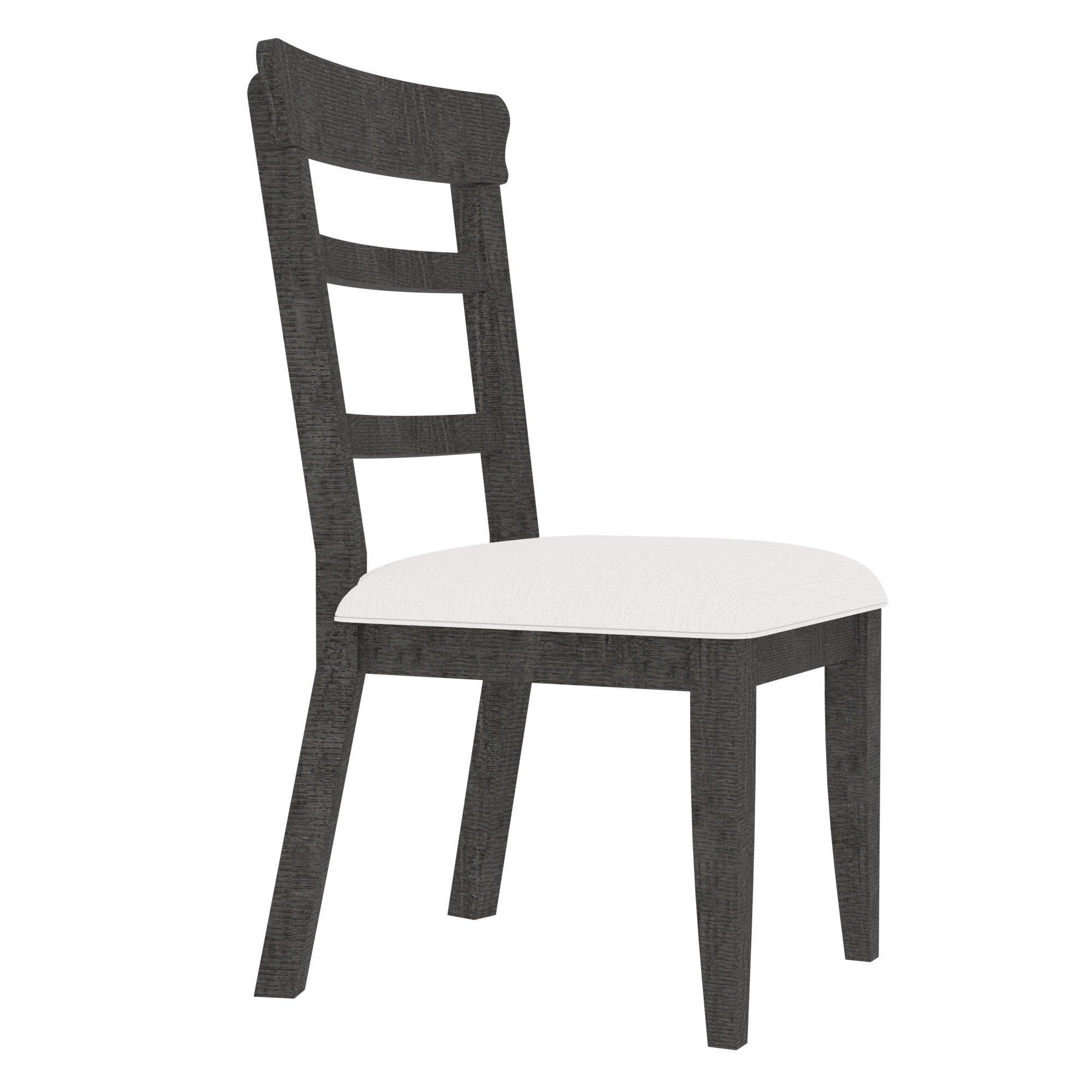 Dining Chair(19.1*24*37.4inch) Set of 2, Upholstered Cushion Seat Wooden Ladder Back Side Chairs Dark Gray