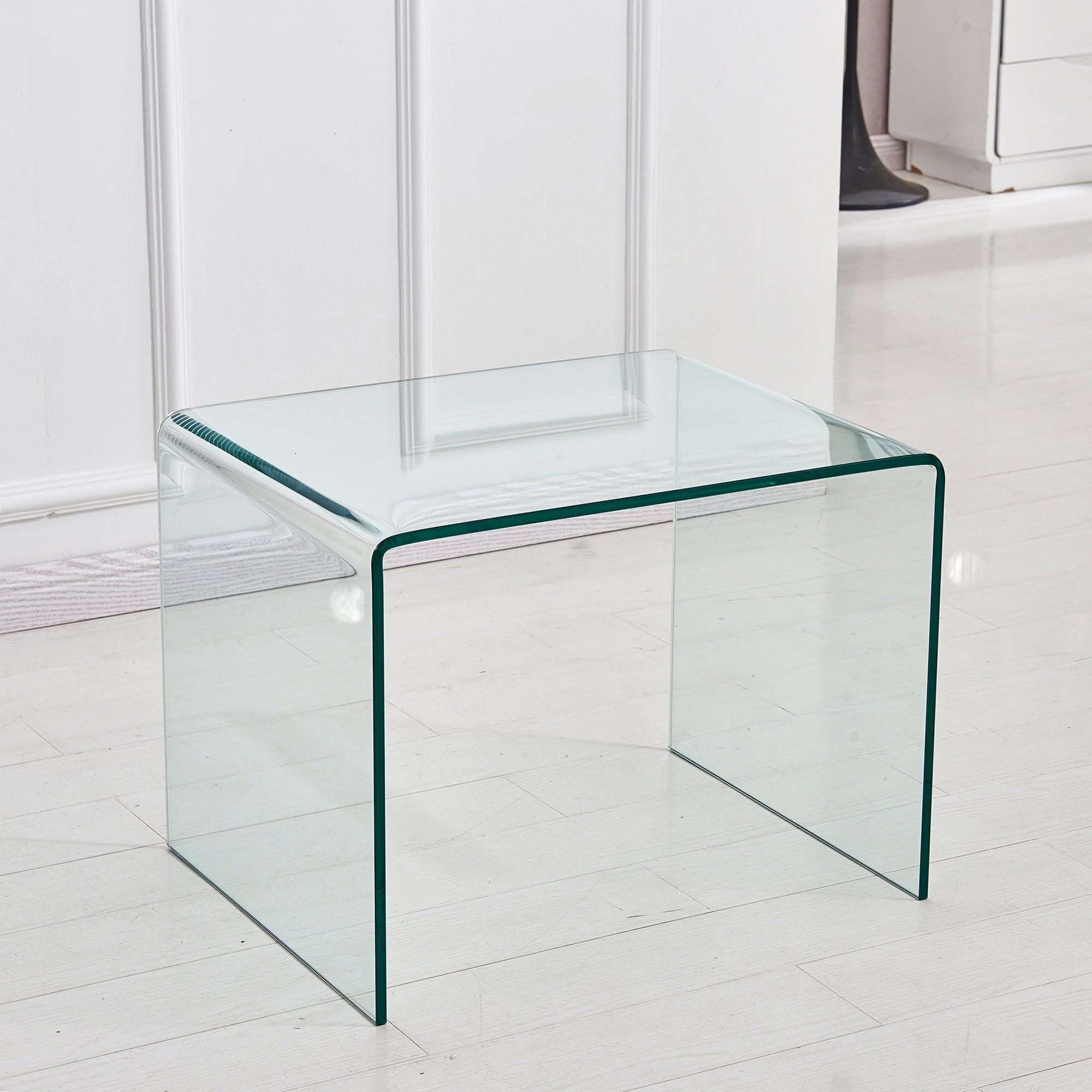 🆓🚛 Tempered Trasparent Glass End Table Small Sofa Table