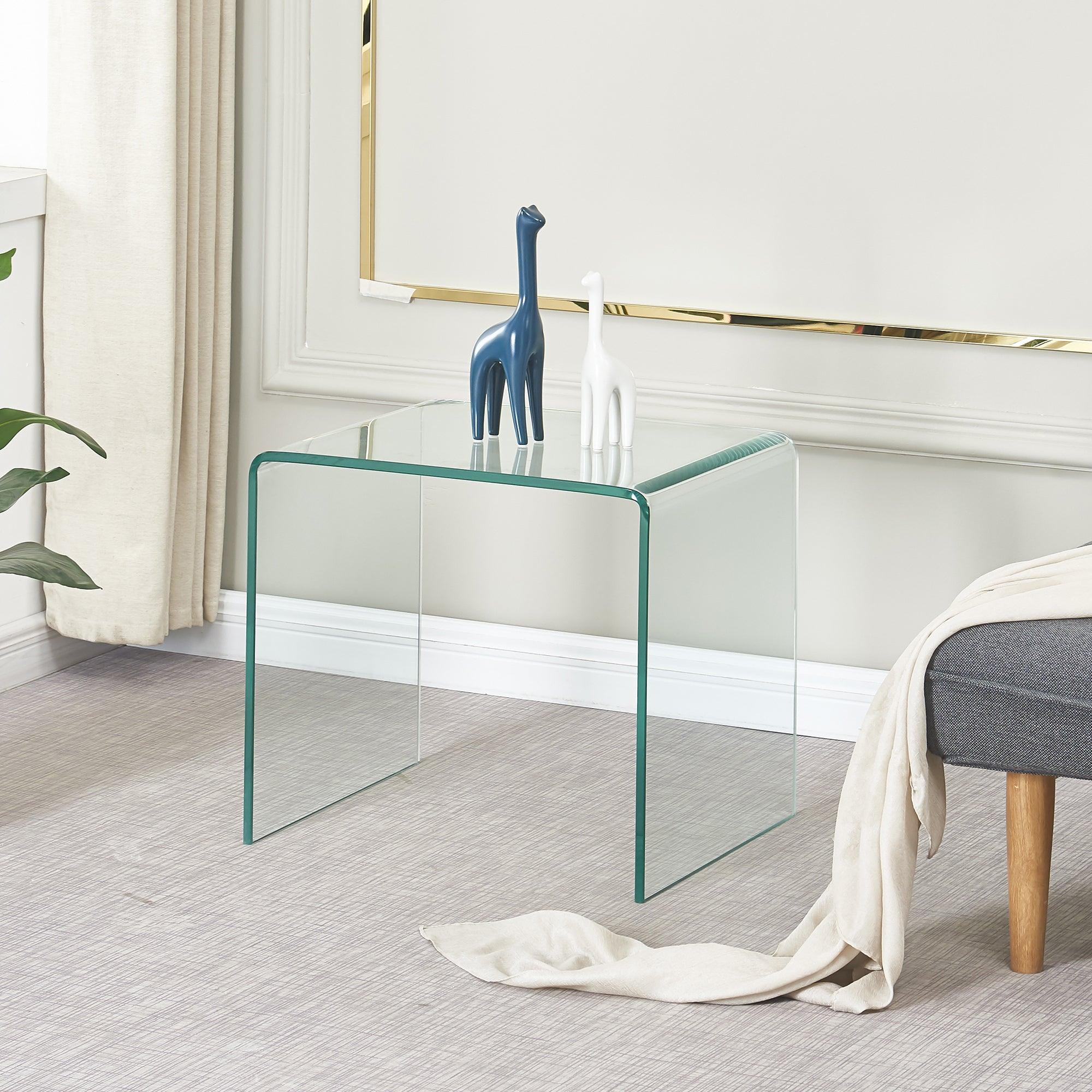 🆓🚛 Small Clear Glass Side & End Table, Tempered Glass End Table Small Coffee Table