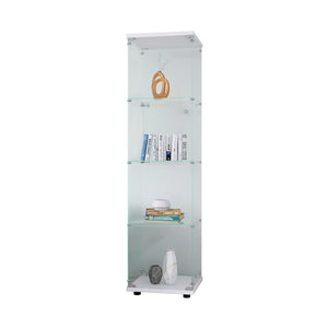 Glass Display Cabinet 4 Shelves with Door, Floor Standing Curio Bookshelf for Living Room Bedroom Office, White