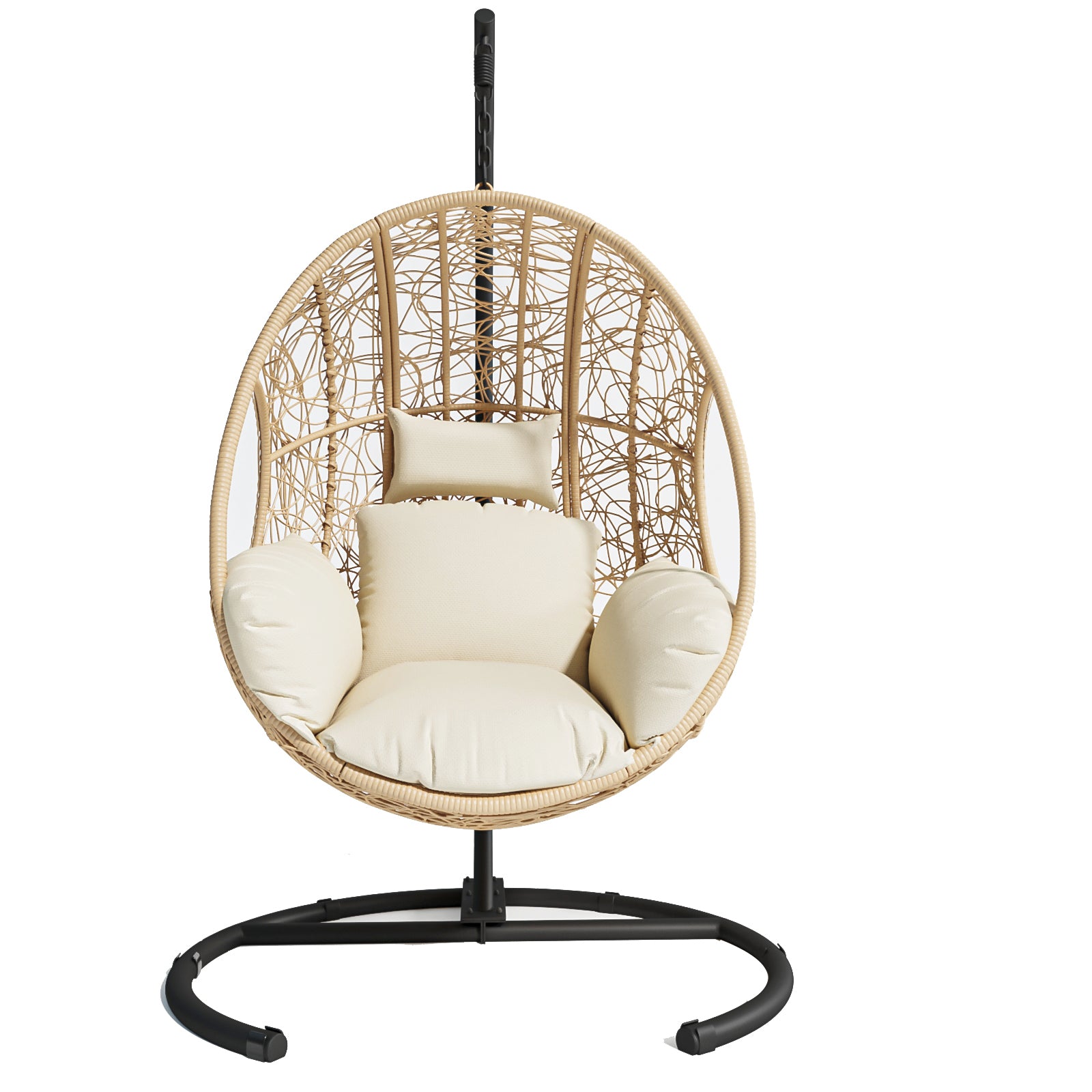 🆓🚛 Outdoor Indoor PE wicker Swing Egg Chair, Natural color