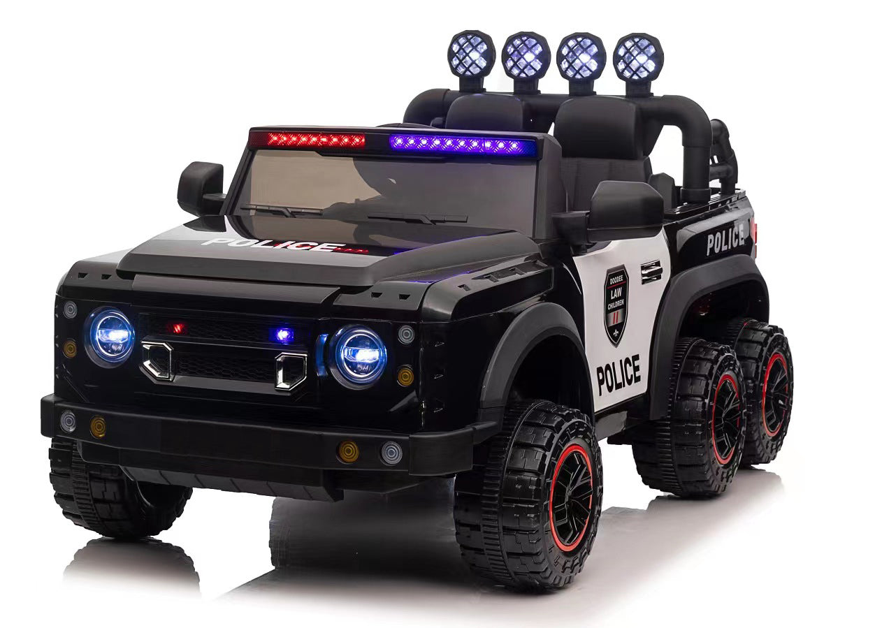 🆓🚛 24V Kids Ride On Police Car W/Parents Remote Control, Anti-Collision Bar, Front& Top Alarm Light Design, Police Car Sticker, Megaphone, Three-Speed, Slow Start, Four Wheel Suspension.