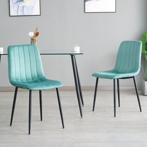 GIKILI Modern Dining Kitchen Chairs with Black Coated Metal Legs (set of 4), Teal