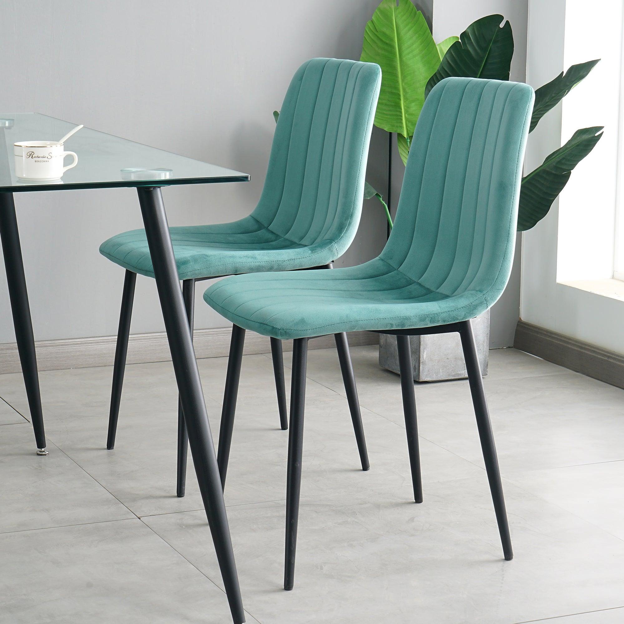 GIKILI Modern Dining Kitchen Chairs with Black Coated Metal Legs (set of 4), Teal