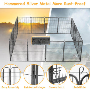 Dog Playpen Outdoor, 16 Panels Dog Pen 40" Height Dog Fence Exercise Pen With Doors For Large/Medium/Small Dogs, Portable Pet Playpen For Yard, RV, Camping, Hammer Paint Finish