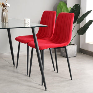 GIKILI Modern Dining Kitchen Chairs with Black Coated Metal Legs (set of 4), Red