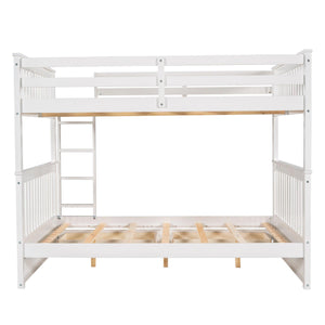 Full-Over-Full Bunk Bed with Ladders and Two Storage Drawers (White)