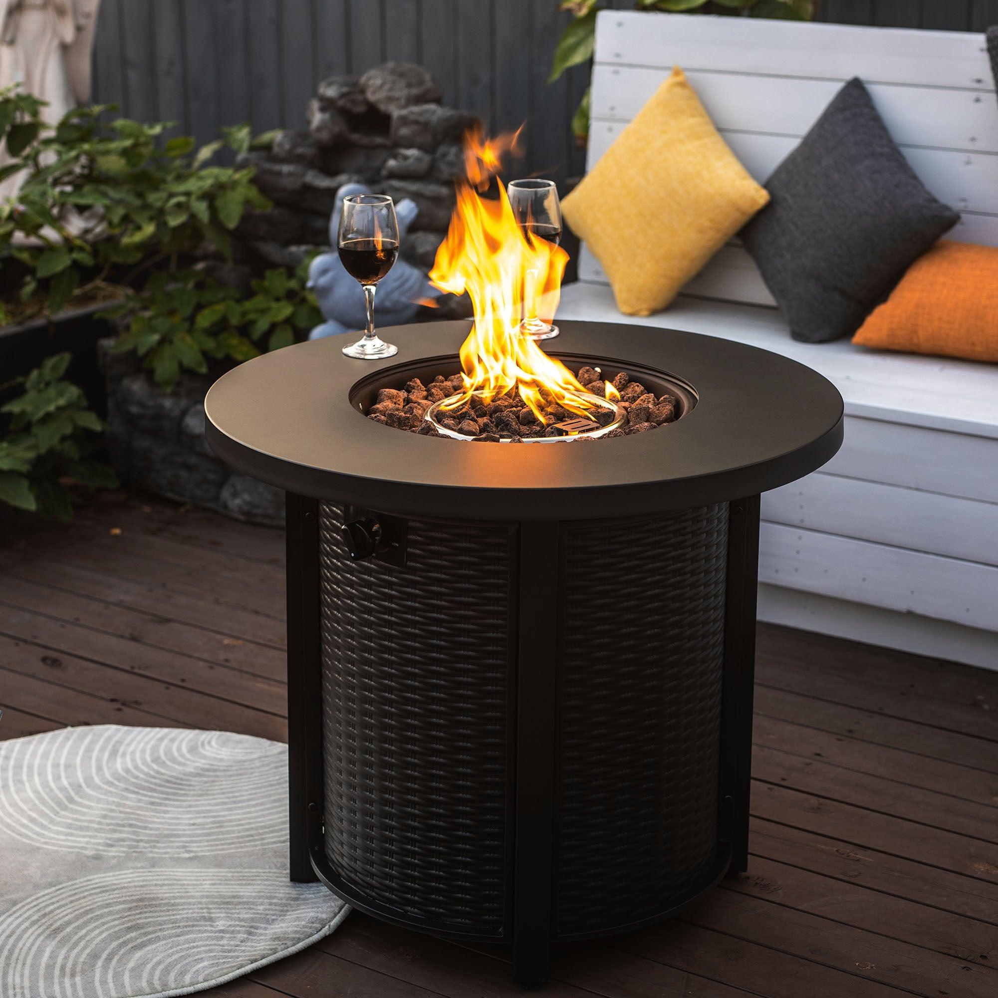 🆓🚛 30" Propane Round Fire Table 40000BTU Propane Fire Pit Table