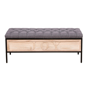 48'' Ottoman with Storage for Bedroom Upholstered Storage Benches Wood JOY End of Bed Bench (Dark Gray) LamCham