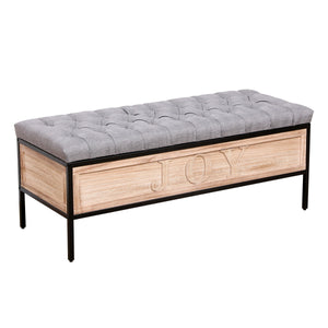 48'' Storage Bench Linen Upholstered End of Bed Storage Benches with Button Tufted Wooden JOY Ottoman for Bedroom, Living Room (Gray) LamCham