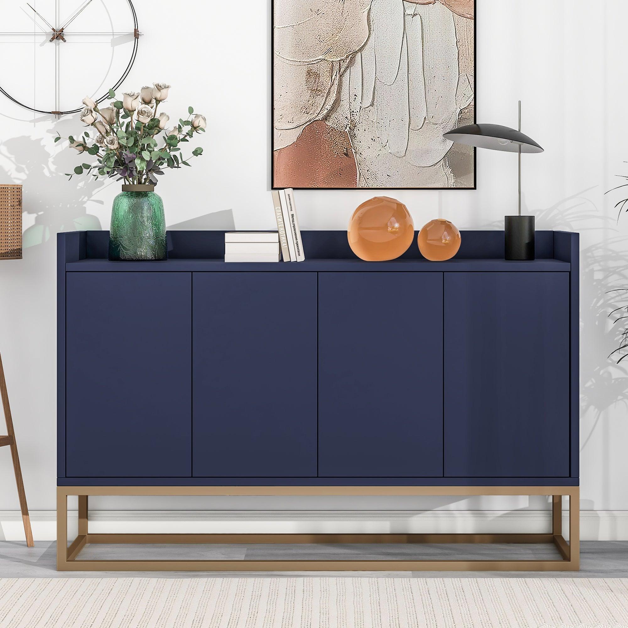 🆓🚛 Modern Sideboard Elegant Buffet Cabinet With Large Storage Space for Dining Room, Entryway (Navy)
