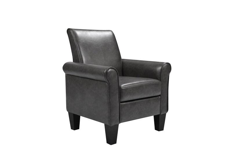 🆓🚛 Accent Chairs, Comfy Sofa Chair, Armchair for Reading, Living Room, Bedroom, Office, Waiting Room, Pu Leather, Dark Gray