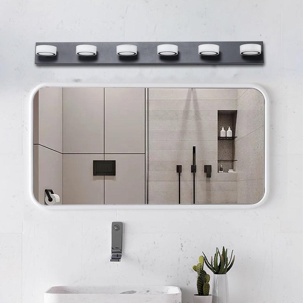 🆓🚛 Led Modern Black 6-Light Vanity Lights Fixtures Over Mirror Bath Wall Lighting