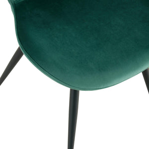 Dining Chairs Set Of 2, Dark Green Velvet  Chair Modern Kitchen Chair With Metal Leg