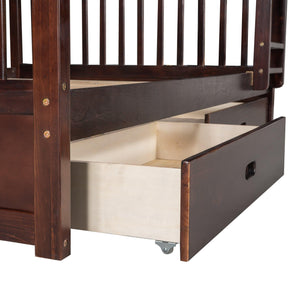 Full-Over-Full Bunk Bed with Ladders and Two Storage Drawers (Espresso)