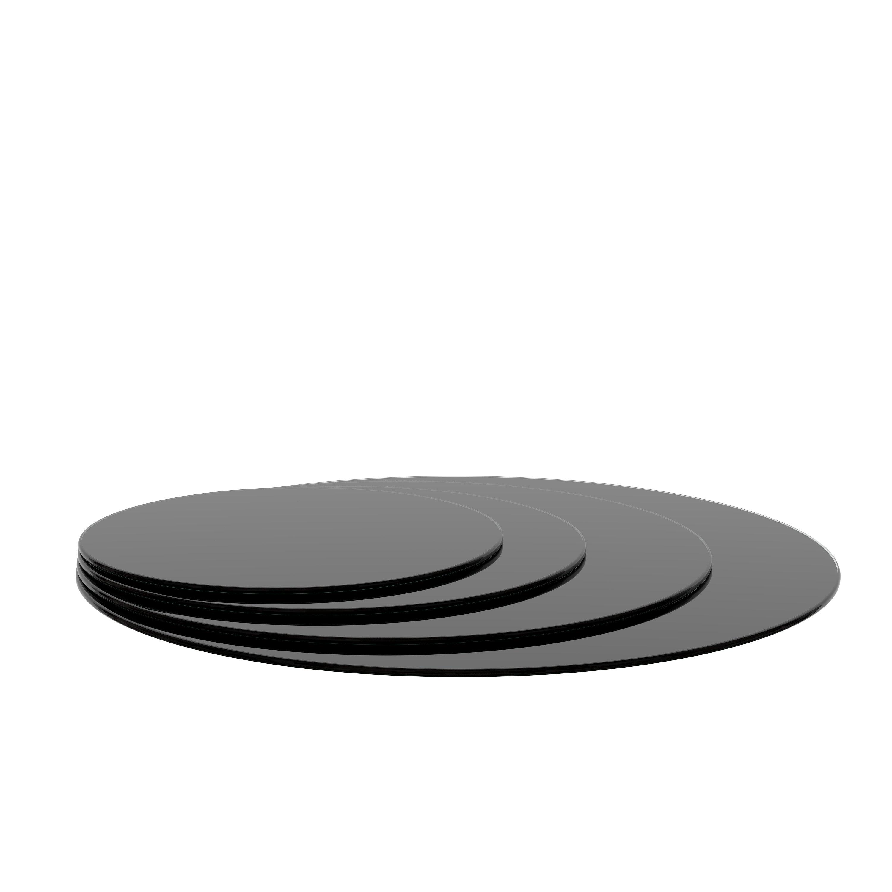 20" Inch Round Tempered Glass Table Top Black Glass 1/4" Inch Thick Round Polished Edge