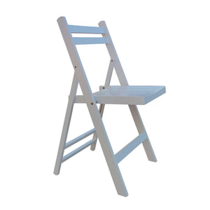 Furniture Slatted Wood Folding Special Event Chair - White, Set of 4