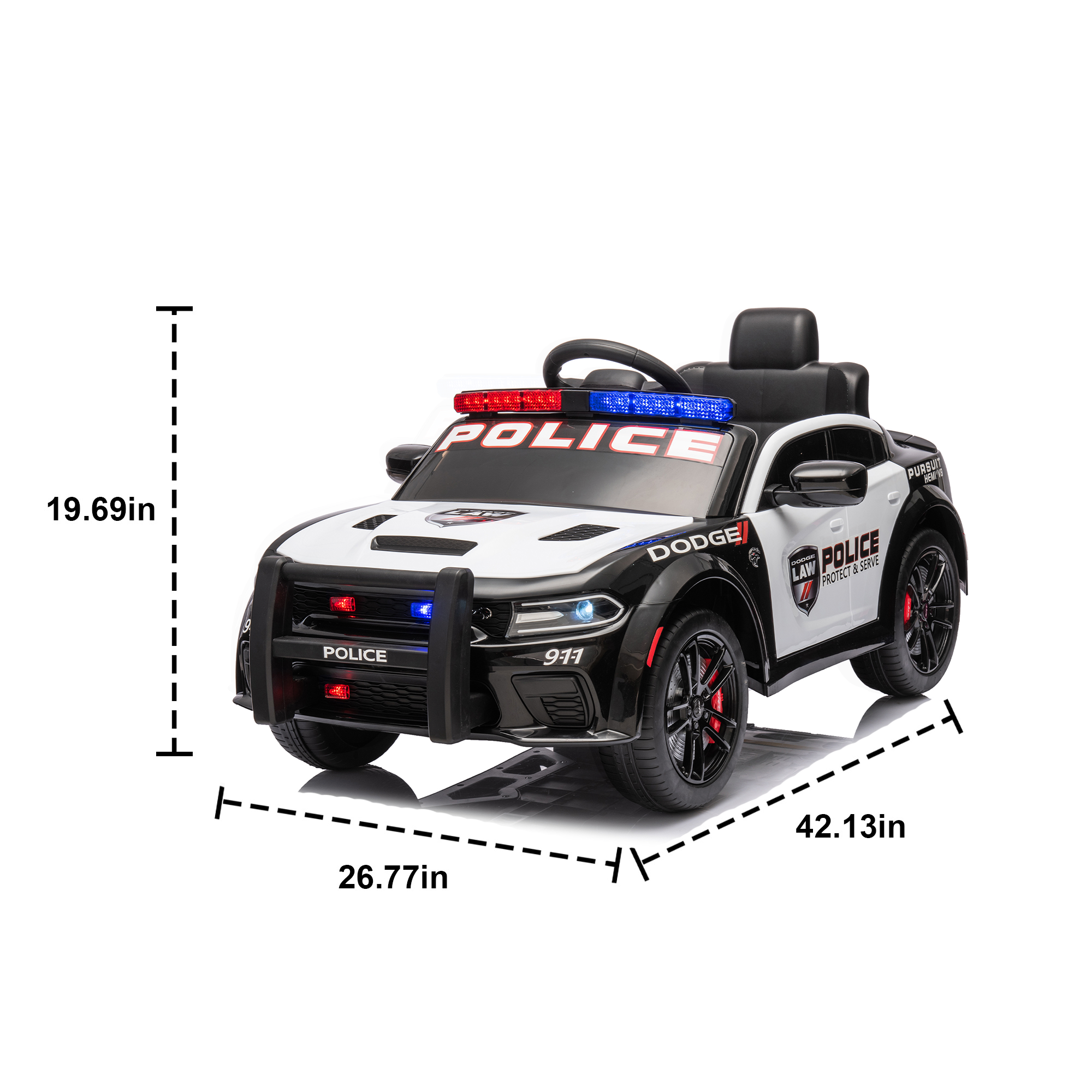 🆓🚛 Licensed Dodge Charger, 12V Kids Ride On Police Car W/Parents Remote Control, Anti-Collision Bar, Front& Top Alarm Light Design, Police Car Sticker, Megaphone, Three-Speed, Slow Start, Four Wheel Suspension, Black & White