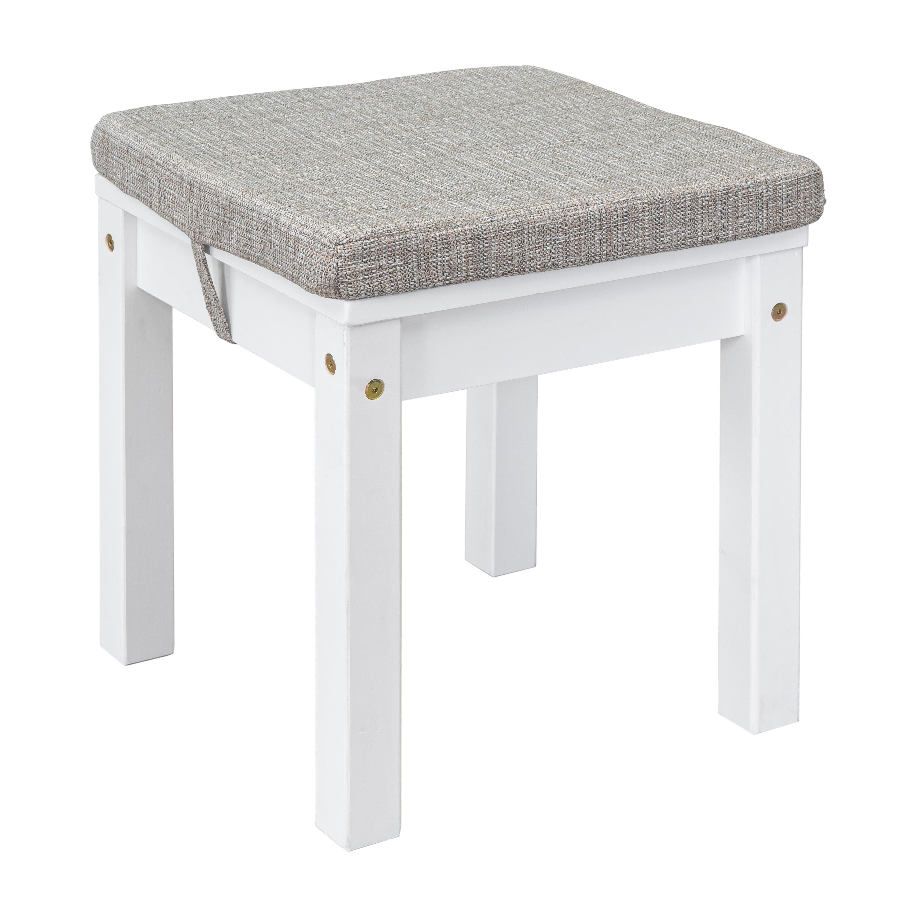 House-Shaped Desk With A Cushion Stool, White