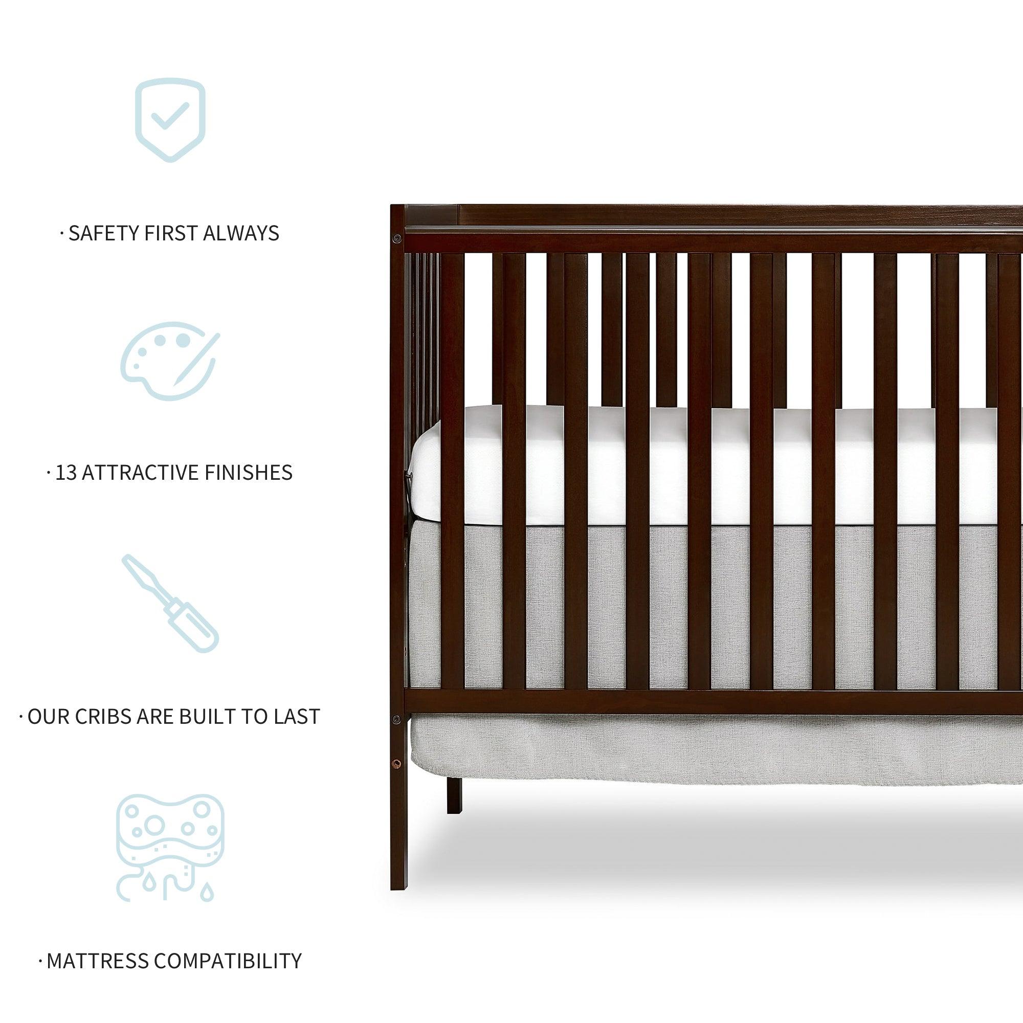 🆓🚛 5-in-1 Convertible Crib, Converts From Baby Crib To Toddler Bed, Fits Standard Full-Size Crib Mattress, Easy To Assemble 53X29X9 Inches, Espresso