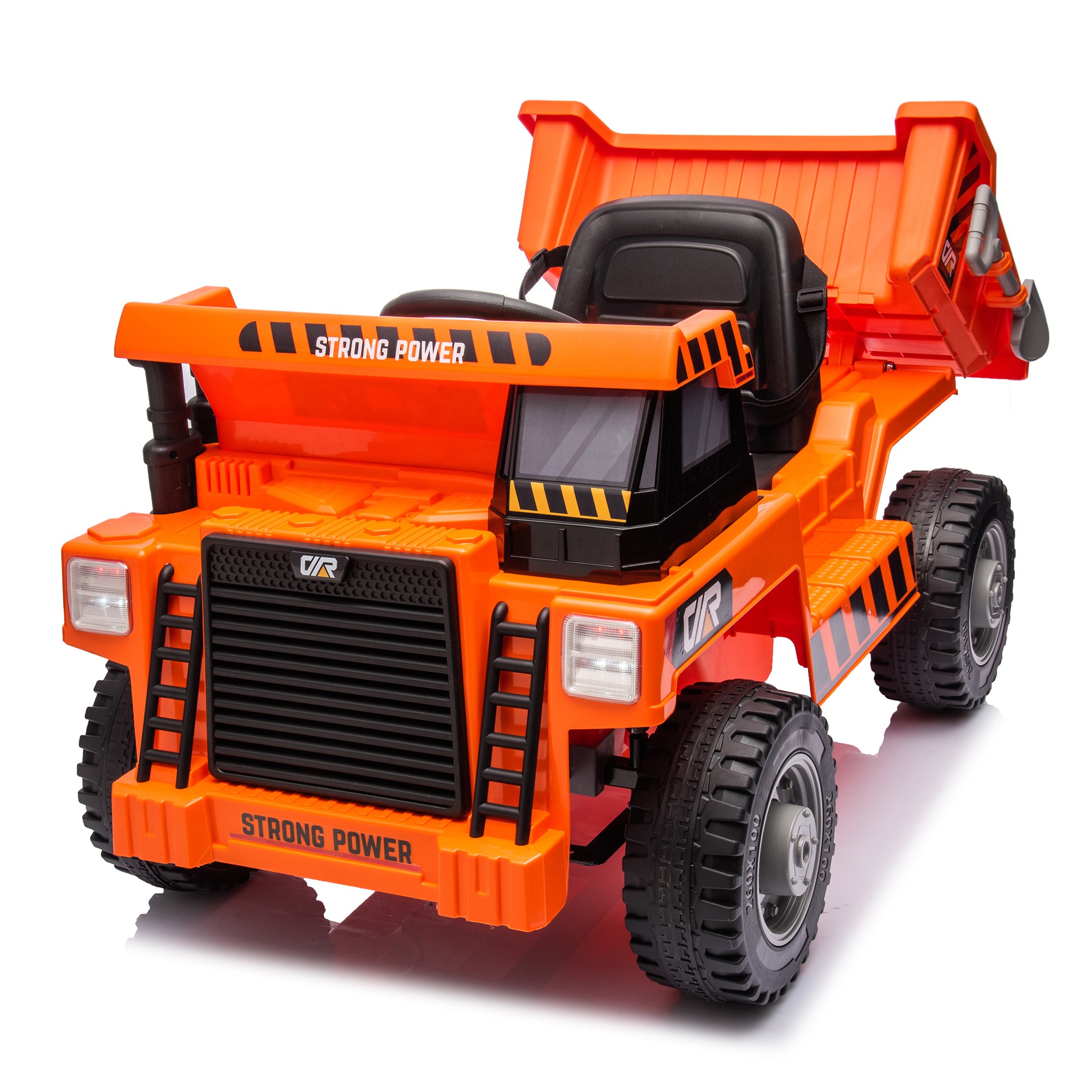 🆓🚛 Ride On Dump Truck, 12V Ride On Car With Parents Control, Electric Dump Bed and Extra Shovel, Phone Stand, Three-Point Seat Belt, Easy Installation, Age 3+, Mp3, Music, Bluetooth, USB, Orange