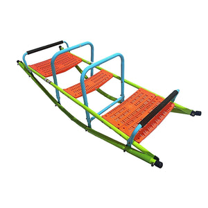 High Quality Kids Seesaw Plastic Seat Playground Equipment Cute Baby Plastic Rocker Outdoor Children Blue And Green Steel Tube For Kids Age 3+