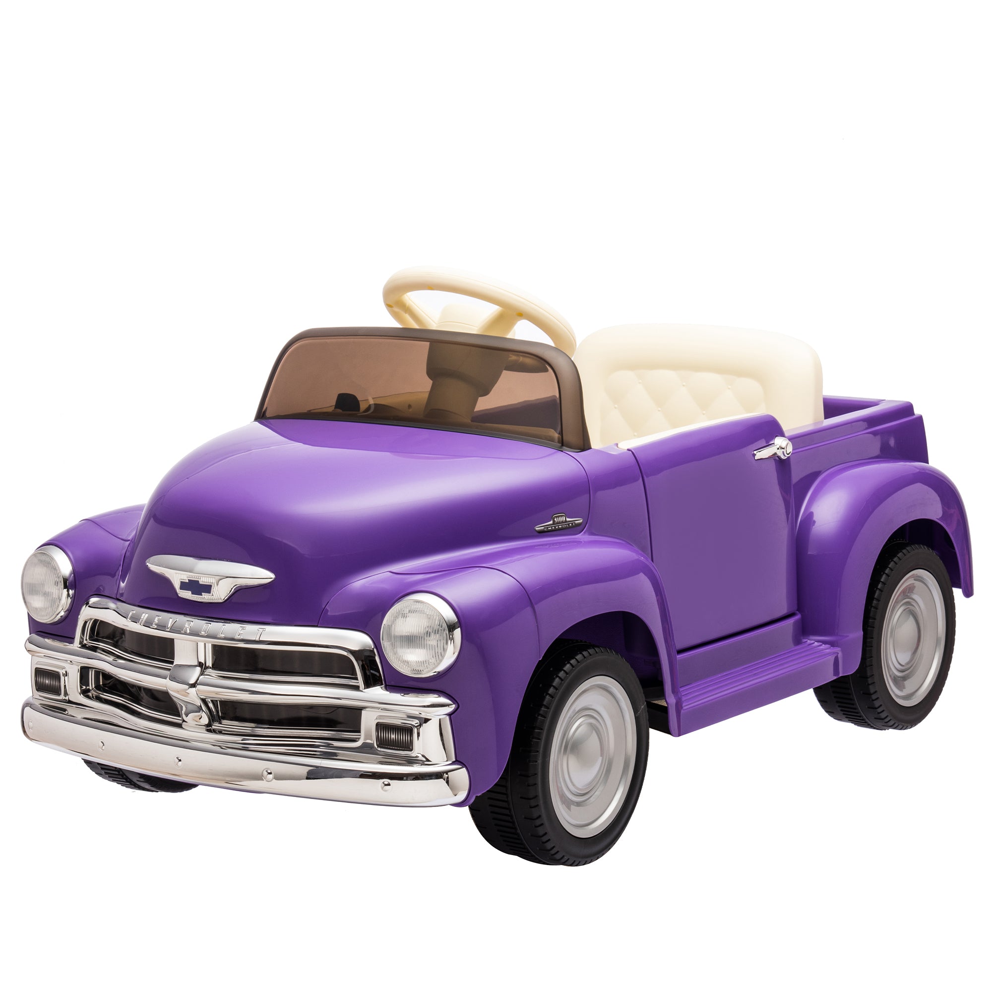 12V Kids Ride On Truck Car W/Parents Control, Licensed Chevrolet 3100 Pickup, Electric Car for Kid, Vintage Modeling, 3 Speeds, Led Lights, Bluetooth, Usb, High-Power Up To 3.11 Mph, Age 3+