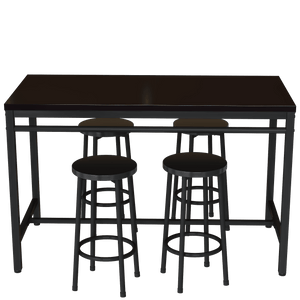 5-Piece Rural Kitchen Table With Four Bar Stools, Metal Frame And MDF, Black LamCham