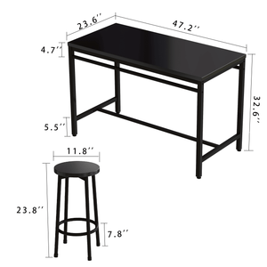 5-Piece Rural Kitchen Table With Four Bar Stools, Metal Frame And MDF, Black LamCham