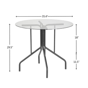 5-Piece Tempered Glass Table w/ 4 Chairs, Modern Round Dining Table Furniture Set for Home, Kitchen, Dining Room, Dining Table and Chair LamCham