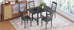 5-Piece Wood Square Drop Leaf Breakfast Nook Extendable Dining Table Set with 4 Ladder Back Chairs for Small Places, Gray LamCham