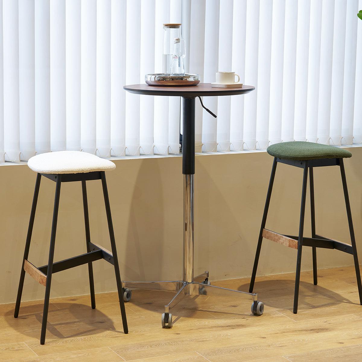 🆓🚛 Movable Adjustable Bar Table Pub Table 360 Swivel Counter Bar Height Aluminum Star Base, Brown