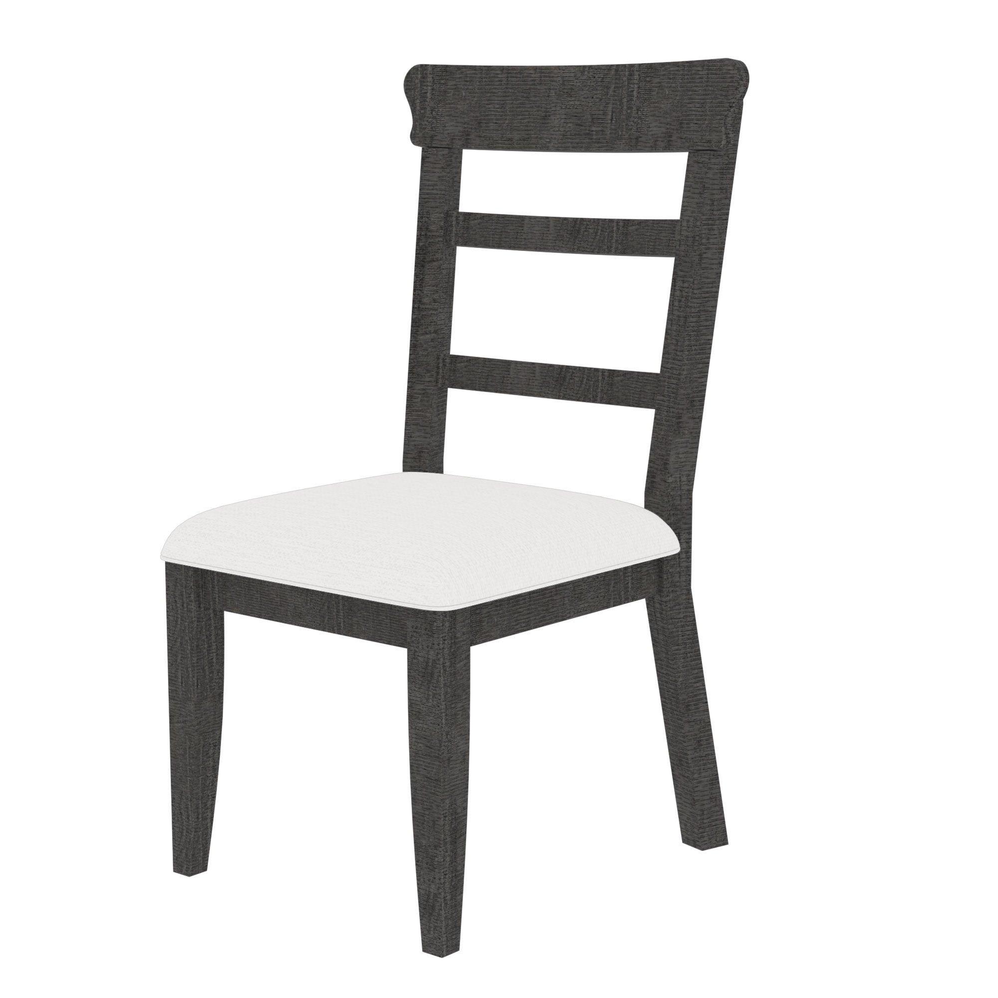 Dining Chair(19.1*24*37.4inch) Set of 2, Upholstered Cushion Seat Wooden Ladder Back Side Chairs Dark Gray