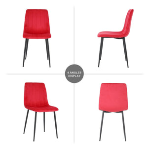 GIKILI Modern Dining Kitchen Chairs with Black Coated Metal Legs (set of 4), Red