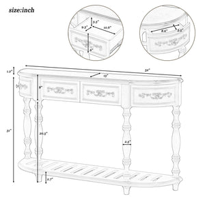 52''Modern And Contemporary Curved Console Table Sofa Table Entryway Table For Hallway Living Room Bedroom With 4 Drawers And 1 Shelf LamCham