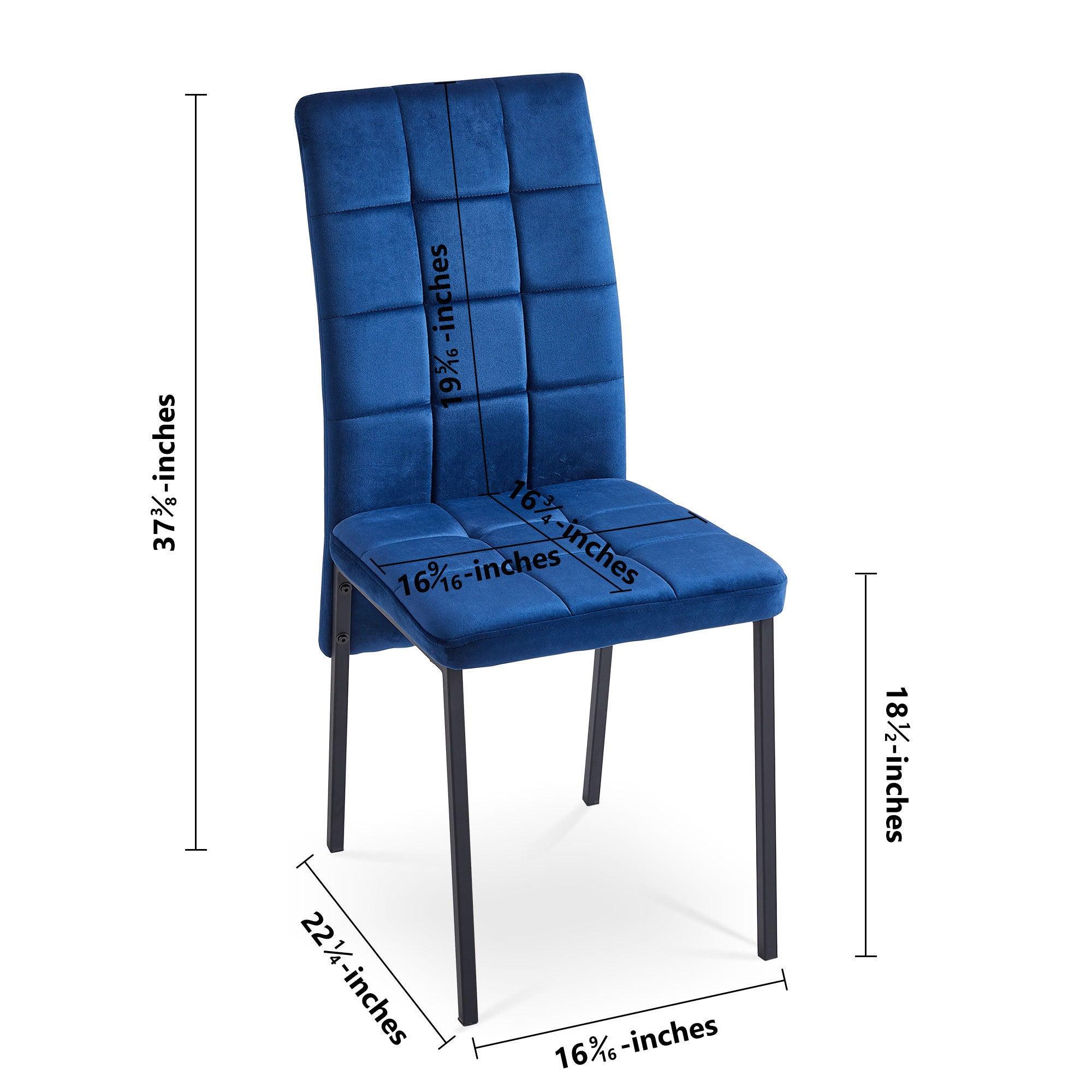 🆓🚛 🎁 Tuflog High Back Nordic Dining Chair Modern Fabric Chair, Set Of 4, Dark Blue