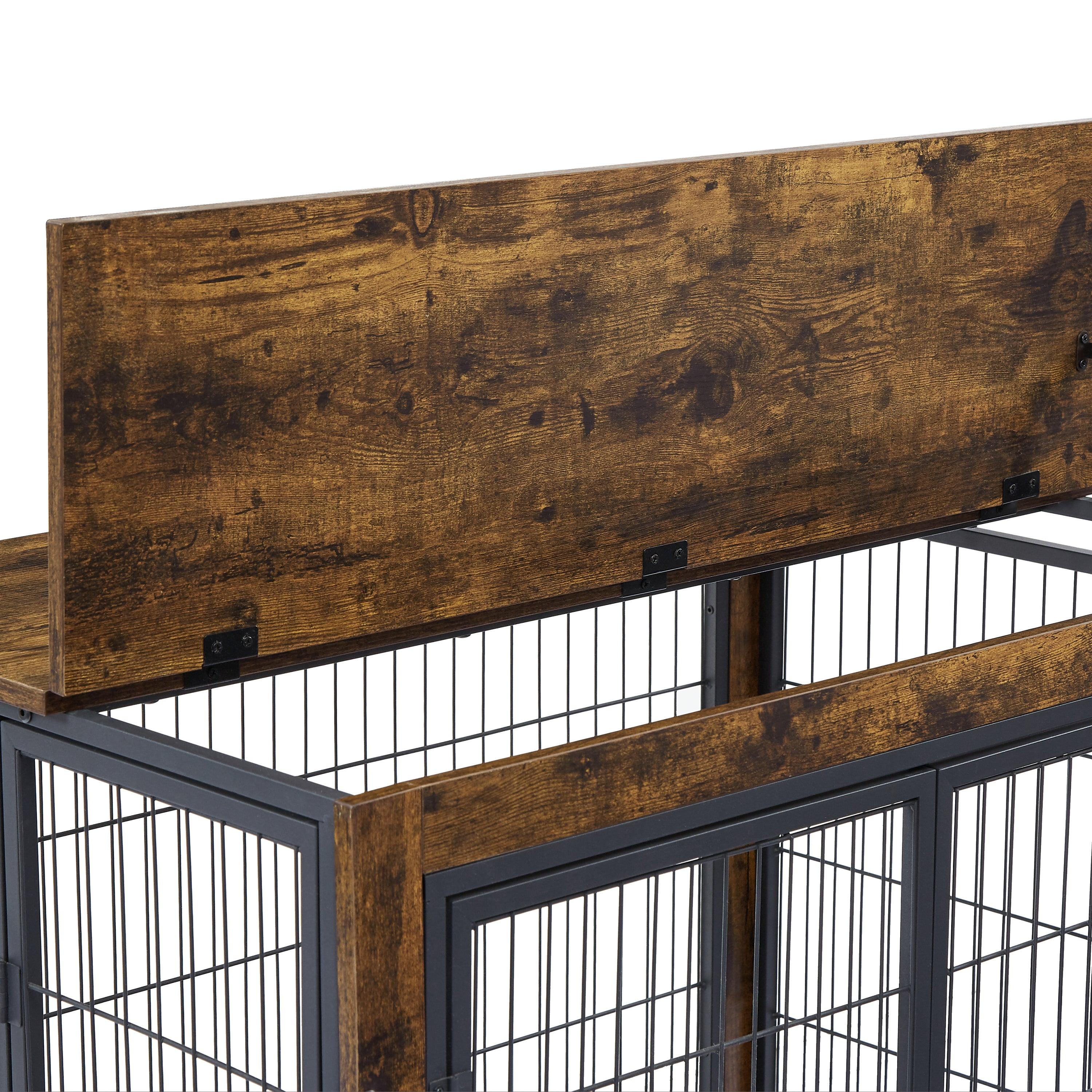 Furniture Dog Cage Crate With Double Doors, Rustic Brown, 38.58'' W X 25.2'' D X 27.17'' H