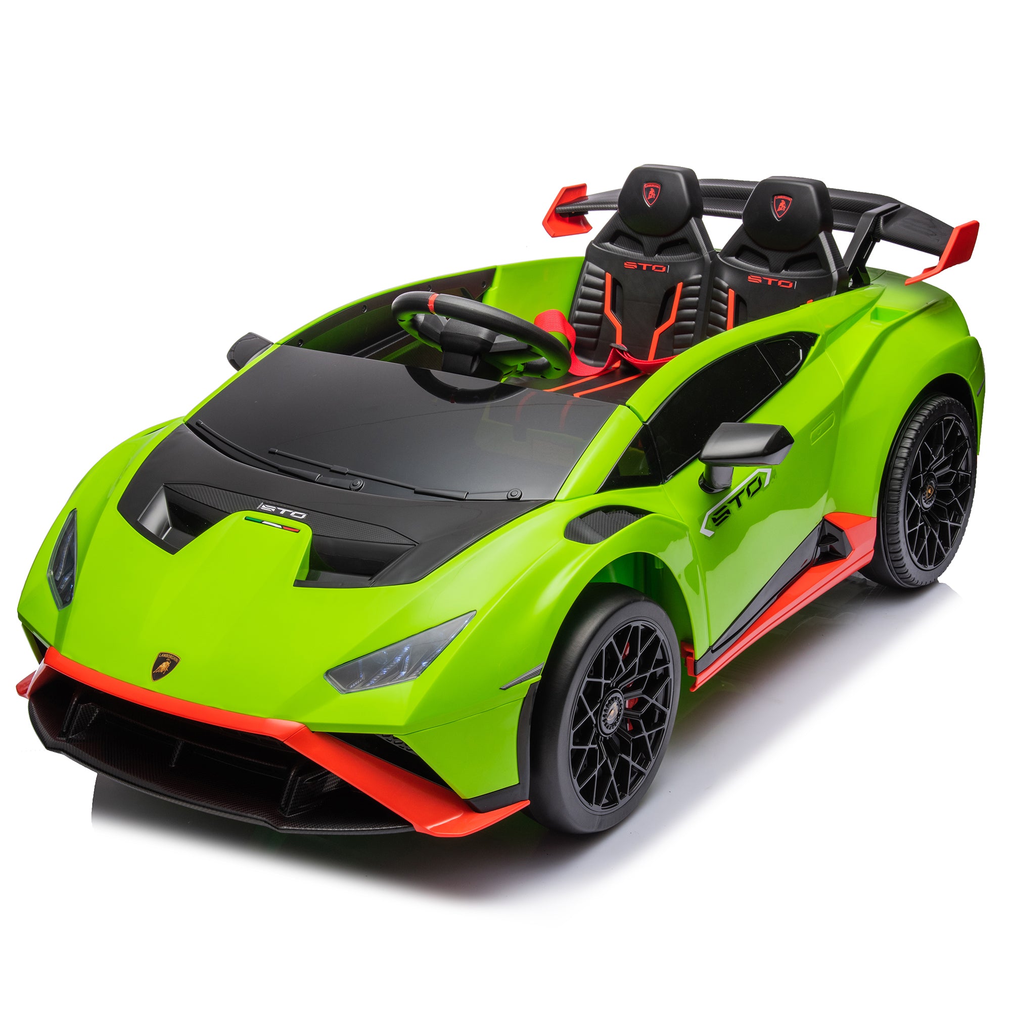 🆓🚛 Lamborghini Huracan Sto 24V Kids Electric Ride-On Drift Car: Speeds 1.86-5.59 Mph, Ages 3-8, Foam Front Wheels, 360° Spin, Led Lights, Dynamic Music, Early Learning, Usb Port, Drift Feature, Green & Red