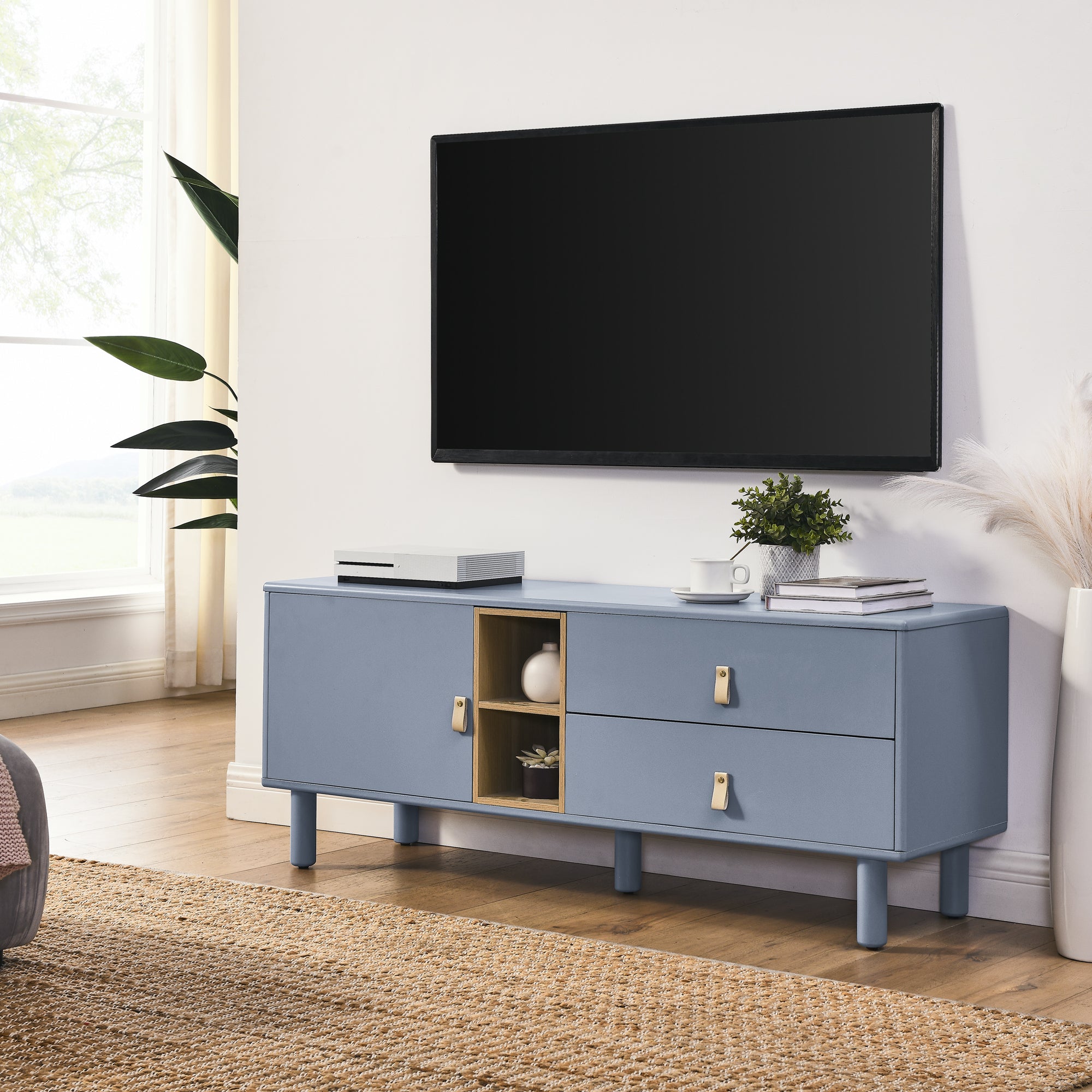 🆓🚛 Drawer Tv Cabinet With Door, Storage Cabinet, Drawer Cabinet, Multi-Functional Tv Cabinet Modern Tv Cabinet Wooden Storage Cabinet, Gray