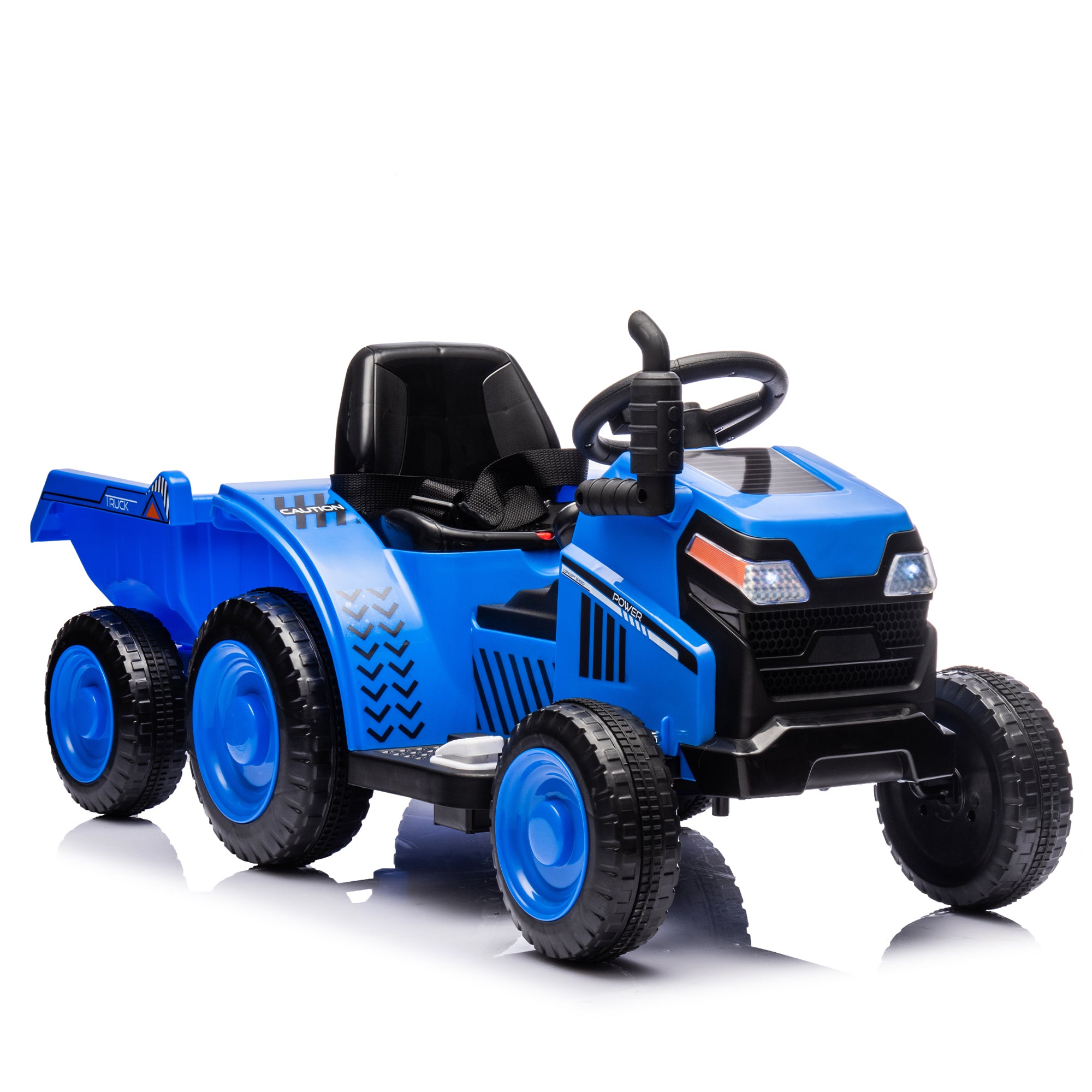 12V Kids Ride On Electric Tractor Black Knight, Kids Ride On Toy.2Wd, Non-Skid Tires, Steering Wheel, Foot Pedal, With Removable Storage Tug, Light, Bluetooth, Music, Mp3, Usb, Power Display for Kids Aged 2-3.