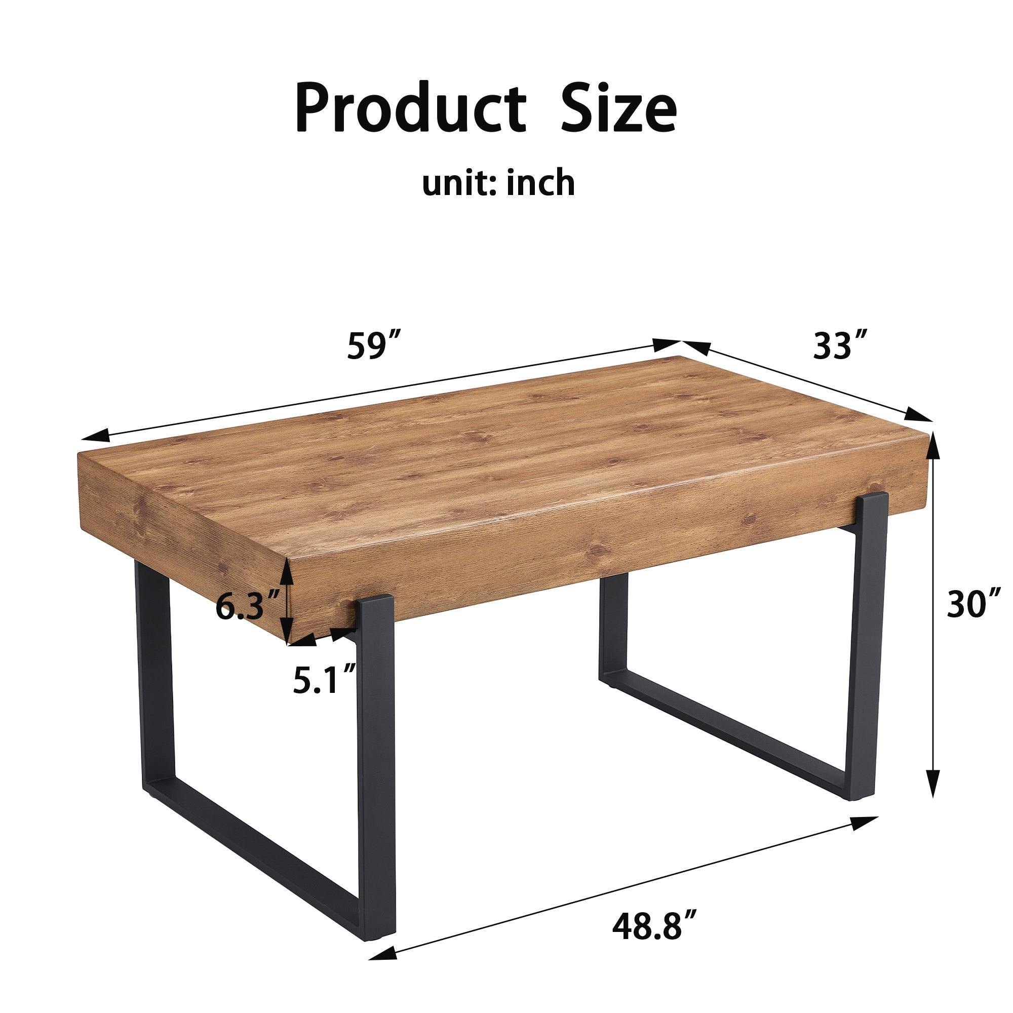 🆓🚛 59" Dining Table, Modern Kitchen Table, Rectangular Wooden Dinner Table Top & Metal Base for Dining Room, Home Office, Living Room Furniture, Easy Assembly