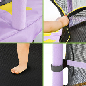 55 Inch Kids Trampoline With Safety Enclosure Net, 4.5FT Outdoor Indoor Trampoline For Kids (Purple) LamCham