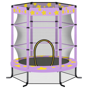 55 Inch Kids Trampoline With Safety Enclosure Net, 4.5FT Outdoor Indoor Trampoline For Kids (Purple) LamCham