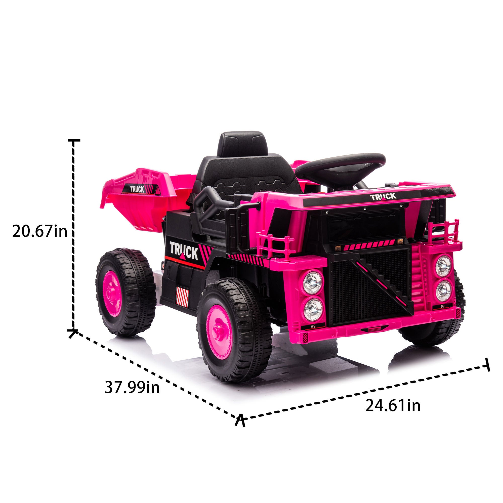 12V Kids Ride On Dump Truck W/Parents Control, 2Wd, Rear-Wheel Suspension, Electric Dump Bed and Extra Shovel, Multimedia Function With Bluetooh and Music, Volume&Speed Adjustment, Led Light for Kids 3-5.