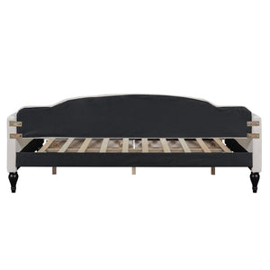 Full Size Upholstered Tufted Daybed with Two Drawers, Beige